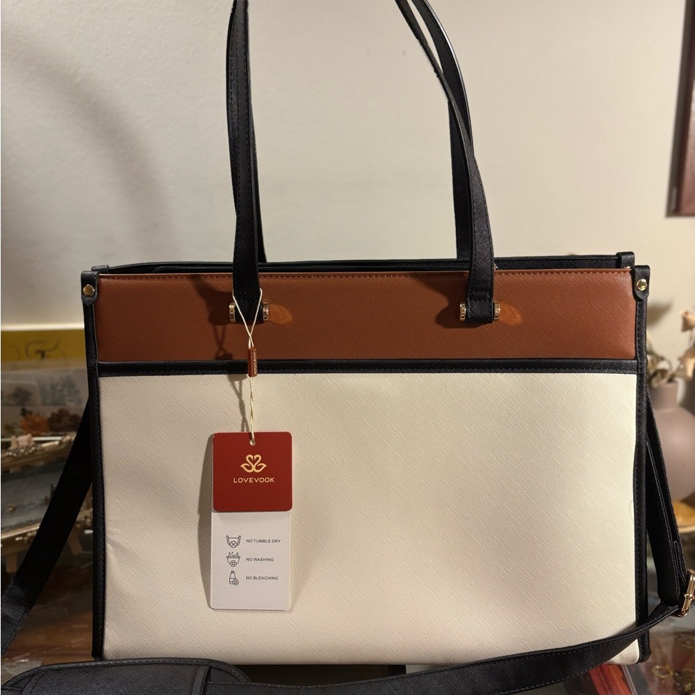 NWT LoveVook Professional Faux Leather Laptop Tote Bag - Picture 5 of 9